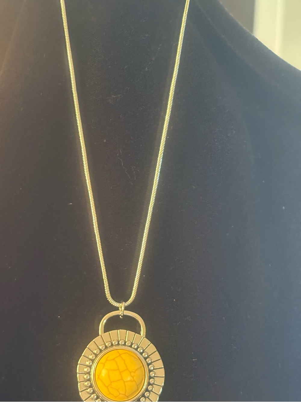 Yellow Stone Pendant Necklace - Women's Jewelry